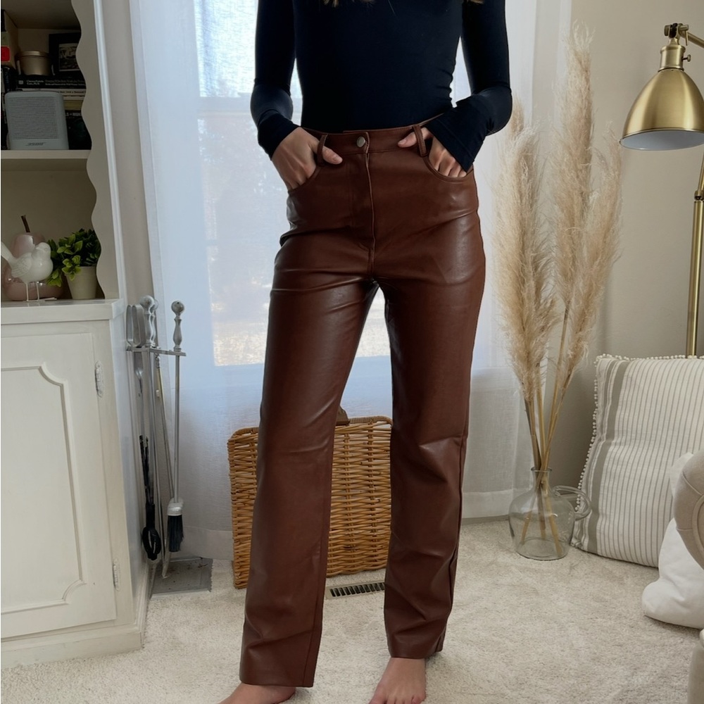 Aritzia Wilfred Women's Brown Leather Pants
